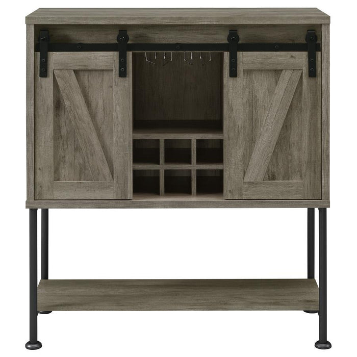 Claremont - Sliding Door Bar Cabinet With Lower Shelf - Gray Driftwood - Simple Home Plus