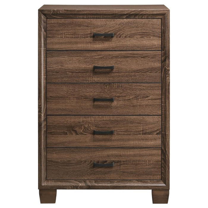 Brandon - 5-Drawer Chest - Medium WArm - Brown - Simple Home Plus