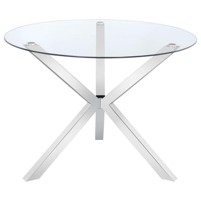 Vance - Glass Top Dining Table With X-Cross Base - Chrome - Simple Home Plus