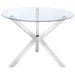 Vance - Glass Top Dining Table With X-Cross Base - Chrome - Simple Home Plus