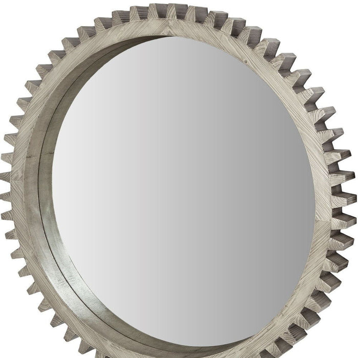 44" Round Wood Frame Wall Mirror - Silver