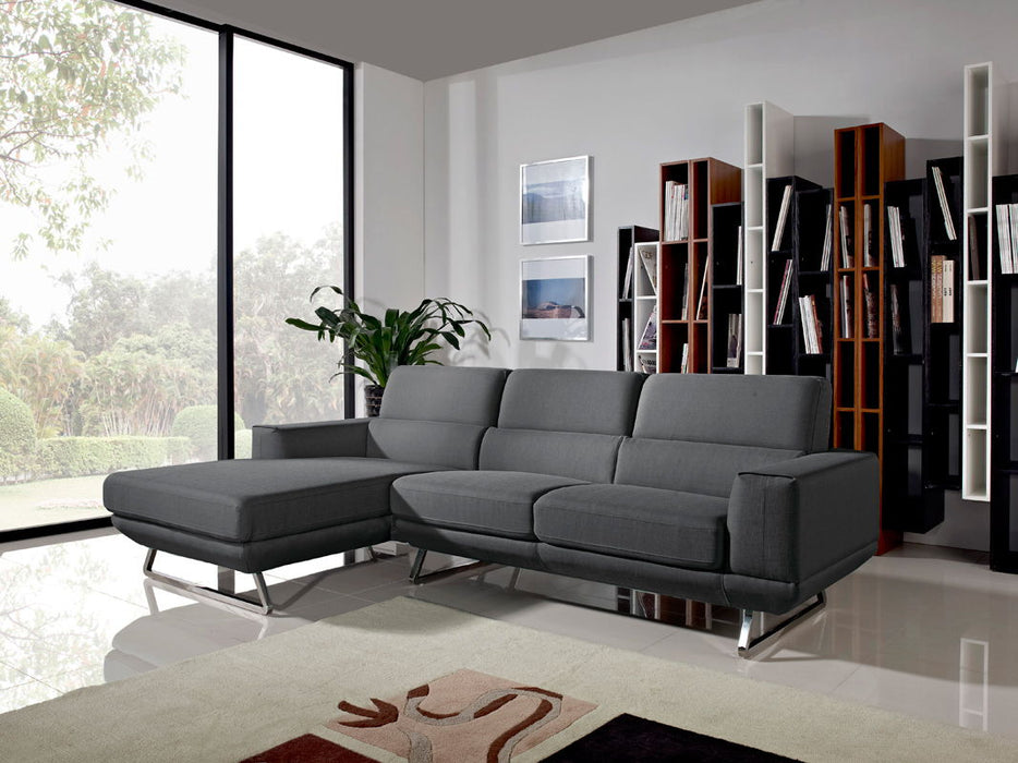 Fabric Foam Wood And Steel Sectional Sofa - Dark Gray