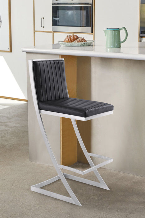 Bar Height Bar Chair - Black / Silver