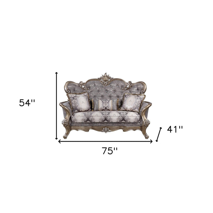 Cotton Blend Loveseat And Toss Pillows - Gray / Platinum