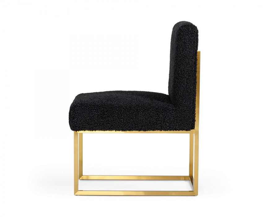 Solid Color Parsons Chair (Set of 2) - Black / Gold