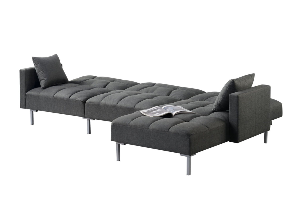 Polyester Modular L Shaped Two Piece Sofa And Chaise Sectional And Toss Pillows - Dark Gray