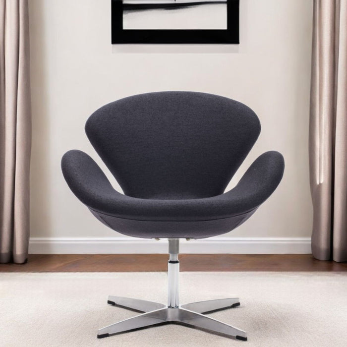 Fabric Swivel Arm Chair - Gray / Silver