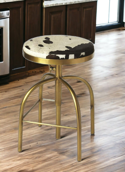 Swivel Backless Counter Height Bar Chair - Multicolor And Gold