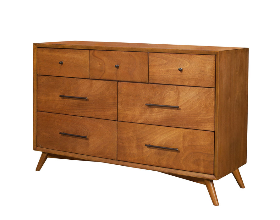 Wood Seven Drawer Double Dresser - Brown