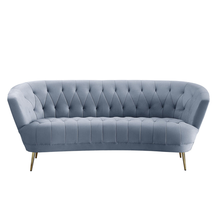 Velvet Sofa With Legs - Light Gray / Gold