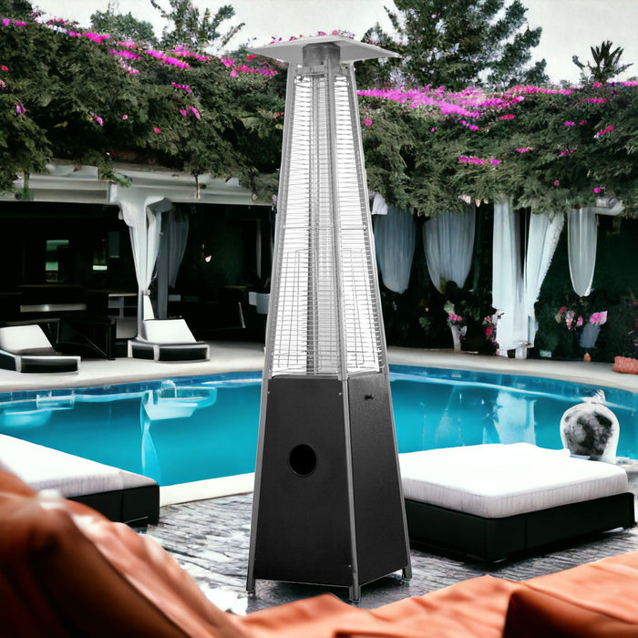 41000 Btu Steel Propane Triangular Pyramid Standing Patio Heater - Black