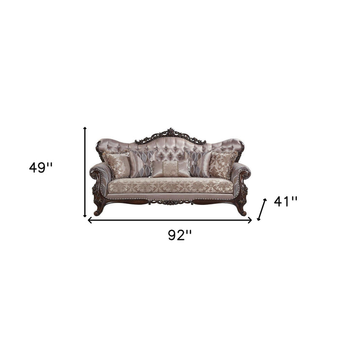 Imitation Silk Damask Sofa And Toss Pillows - Champagne