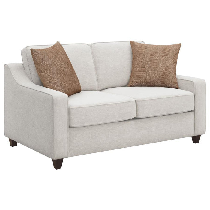 Christine - Upholstered Cushion Back Loveseat - Beige - Simple Home Plus