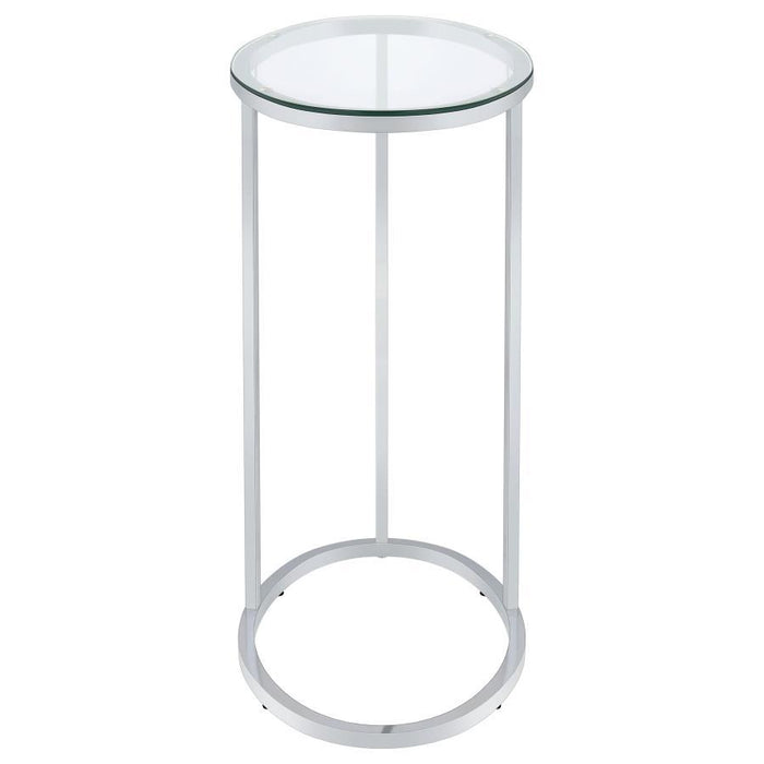 Kyle - Oval Glass Top C-Shaped Sofa Side Table - Chrome And Clear - Simple Home Plus