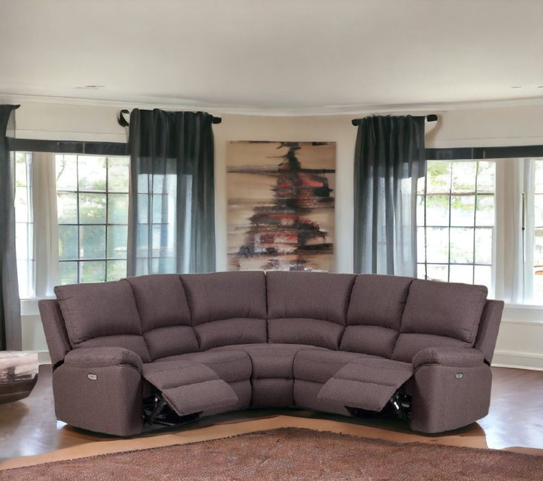 Polyester Blend Power Reclining U Shaped Three Piece Corner Sectional - Brown