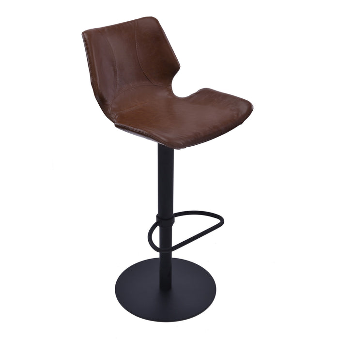 Faux Leather Swivel Low Back Adjustable Height Bar Chair - Coffee / Black