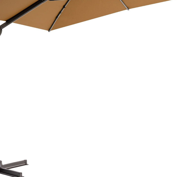 Round Tilt, Cantilever Patio Umbrella With Stand - Tan