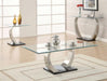 Pruitt - Glass Top Coffee Table - Clear And Satin - Simple Home Plus