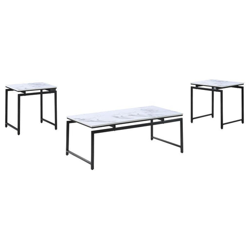 Clark - 3 Piece Occasional Set - White And Dark Gunmetal - Simple Home Plus