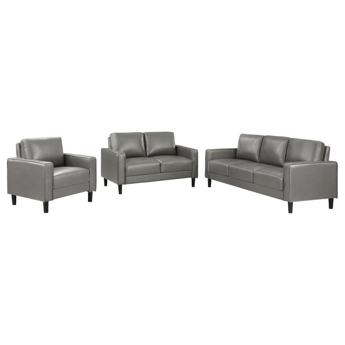 Ruth - Upholstered Track Arm Faux Leather Sofa Set