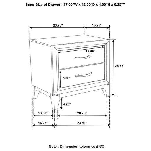 Watson - 2-Drawer Nightstand - Gray Oak And Black - Simple Home Plus