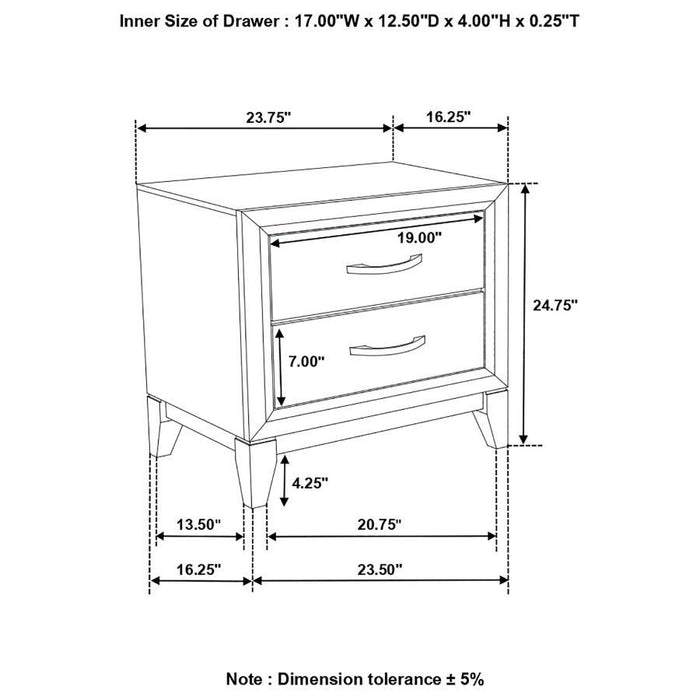 Watson - 2-Drawer Nightstand - Gray Oak And Black - Simple Home Plus