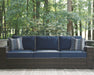 Grasson - Brown / Blue - Sofa With Cushion - Simple Home Plus