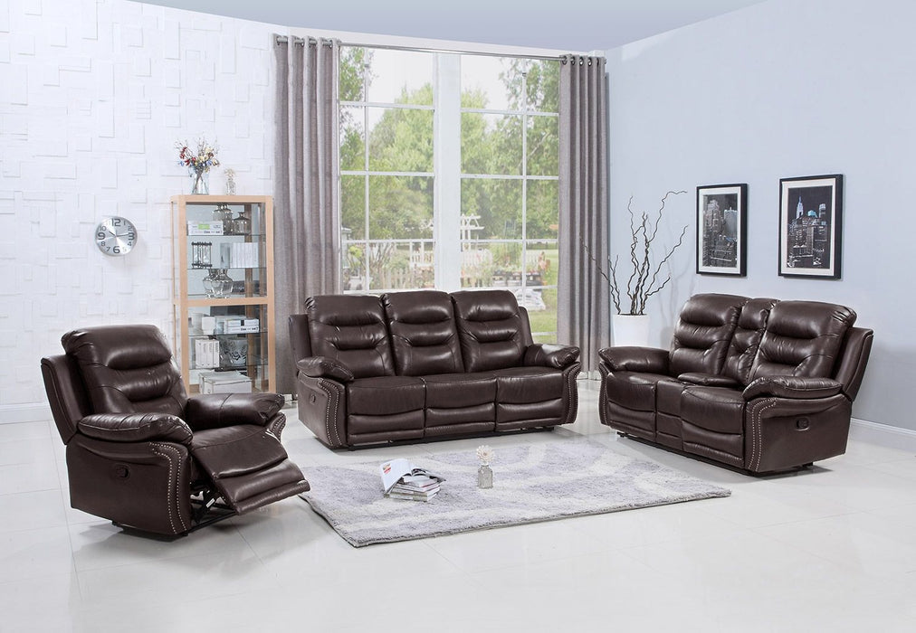 Three Piece Indoor Faux Leather Six Person Seating Set - Brown