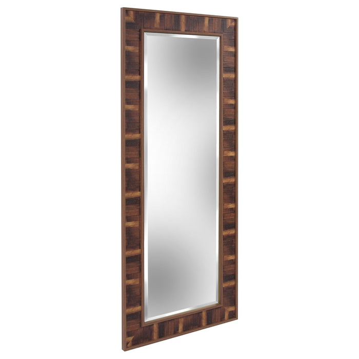 Faux Wood Full Body Wall Mirror - Rich Rustic Brown