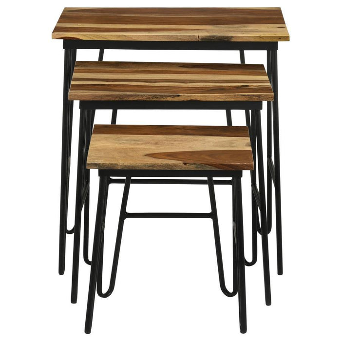 Nayeli - 3 Piece Nesting Table With Hairpin Legs - Natural And Black - Simple Home Plus