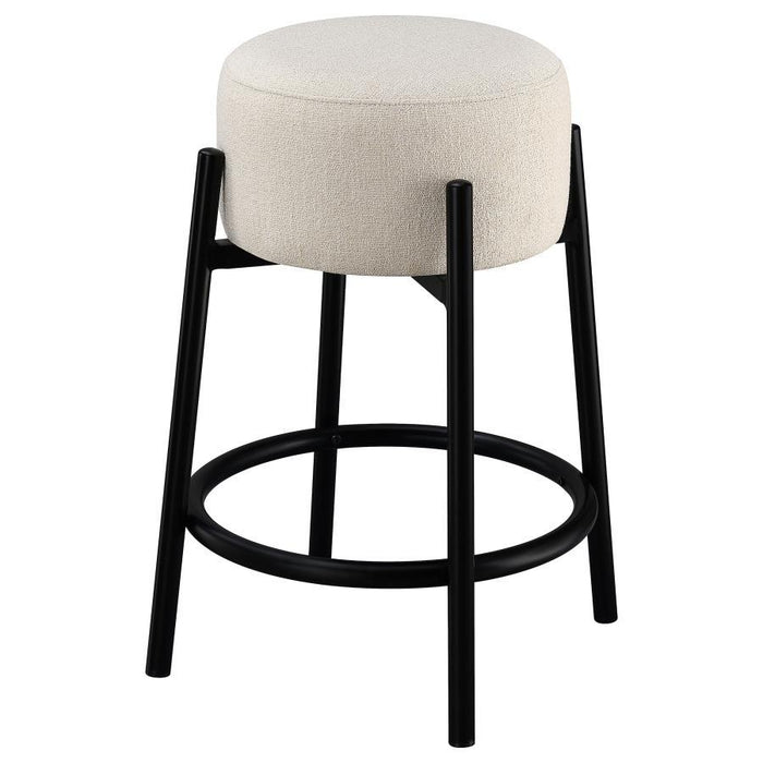 Leonard - Upholstered Backless Round Stools (Set of 2) - Simple Home Plus