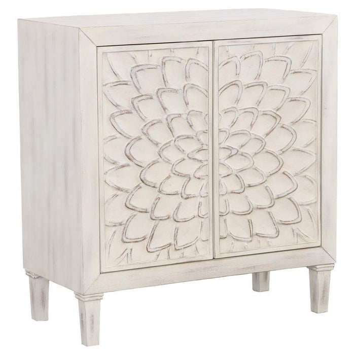 Clarkia - Accent Cabinet With Floral Carved Door - White - Simple Home Plus