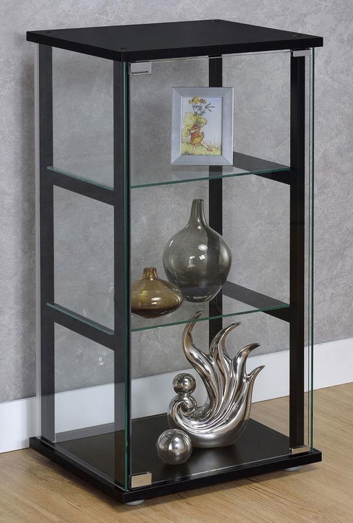 Cyclamen - 3-Shelf Glass Curio Cabinet - Black And Clear - Simple Home Plus