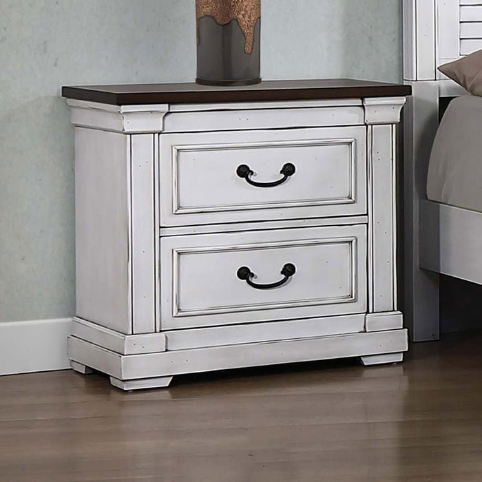 Hillcrest - 2-Drawer Nightstand - Dark Rum And White - Simple Home Plus