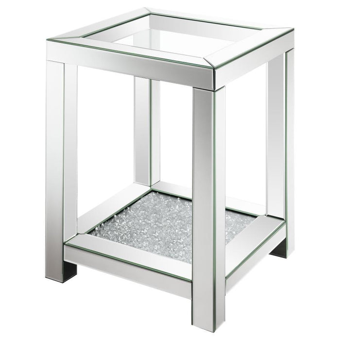 Valentina - Square End Table With Glass Top Mirror - Simple Home Plus