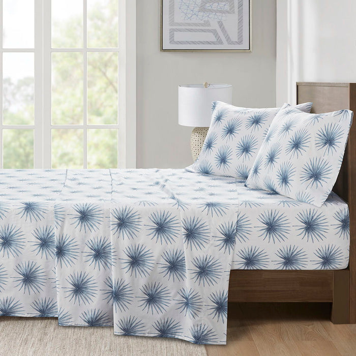 200 Thread Count Printed Cotton - Sheet Set - Blue Palmetto