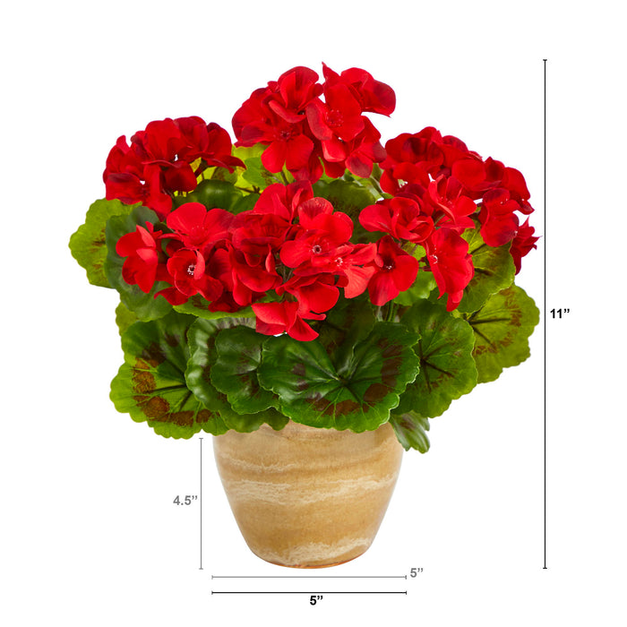 11" Geranium Plant in Planter UV Resistant (Indoor/Outdoor)