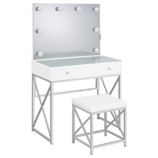 Eliza - 2 Piece Vanity Set With Hollywood Lighting - White And Chrome - Simple Home Plus