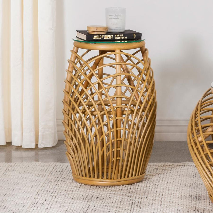 Dahlia - Round Woven Rattan End Table - Natural - Simple Home Plus