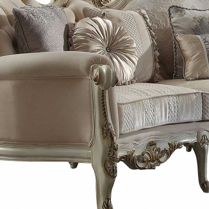 Fabric Striped Sofa With Champagne Legs - Pearl