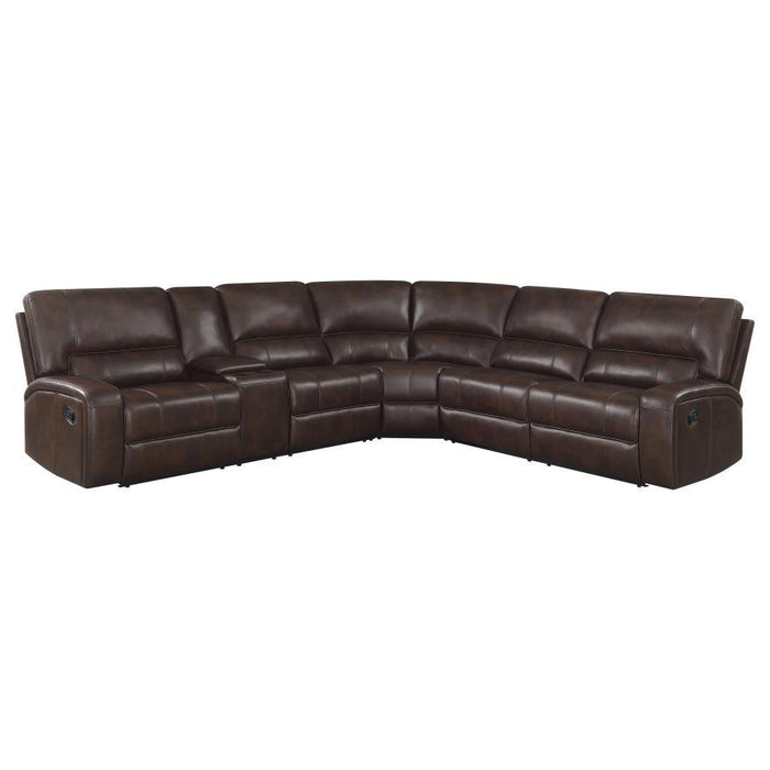 Brunson - 3 Piece Upholstered Motion Sectional - Brown - Simple Home Plus