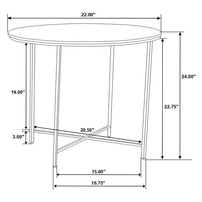 Ellison - Round X-Cross End Table - White And Gold - Simple Home Plus