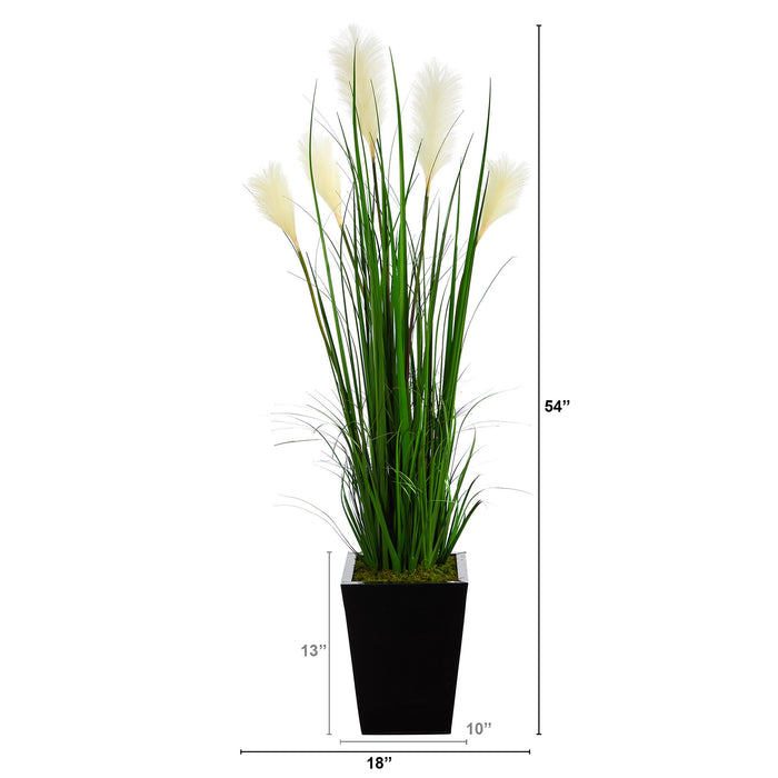 4.5' Wheat Grass Artificial Plant in Black Metal Planter