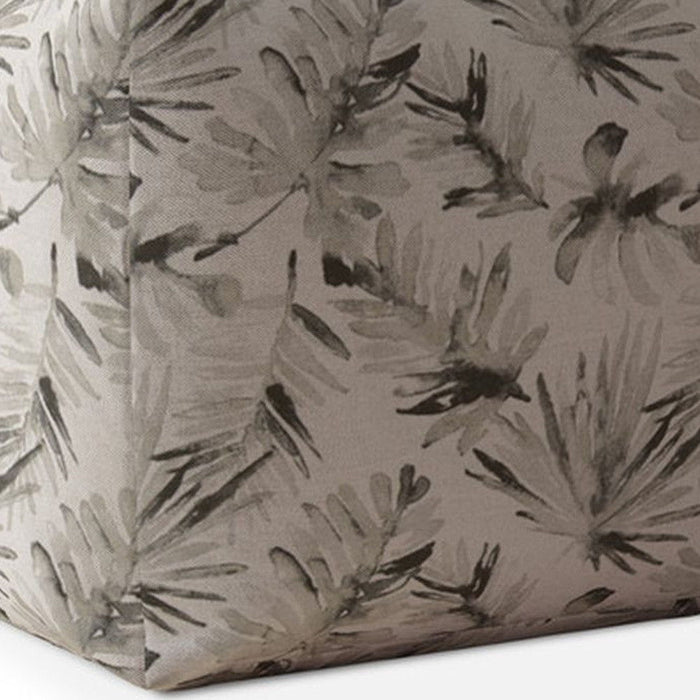 Cotton, Floral Pouf Ottoman - Beige