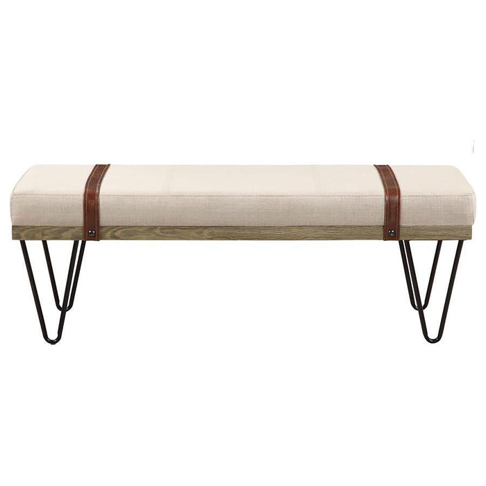 Austin - Upholstered Bench - Beige And Black - Simple Home Plus