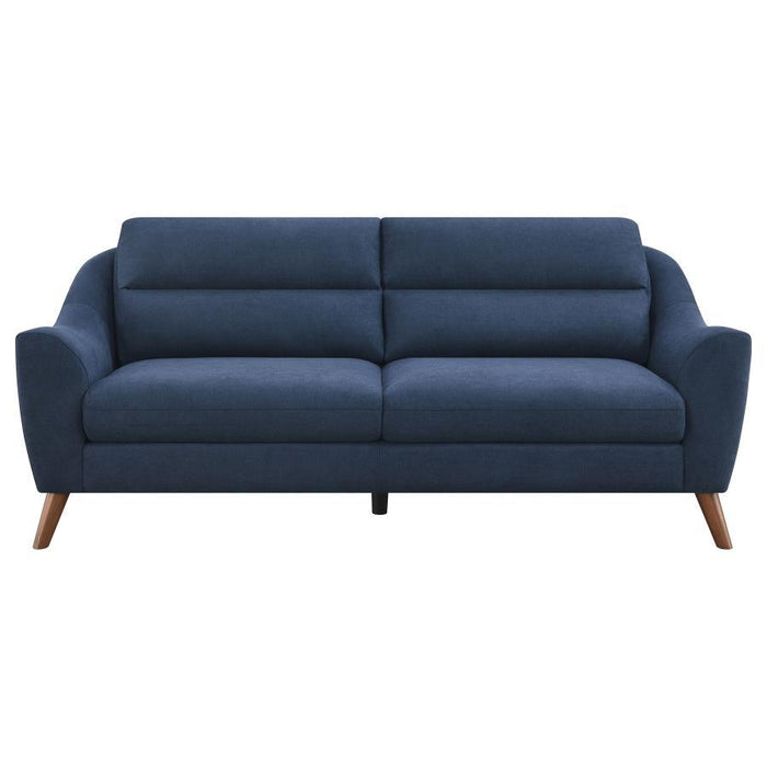 Gano - Sloped Arm Upholstered Sofa - Navy Blue - Simple Home Plus