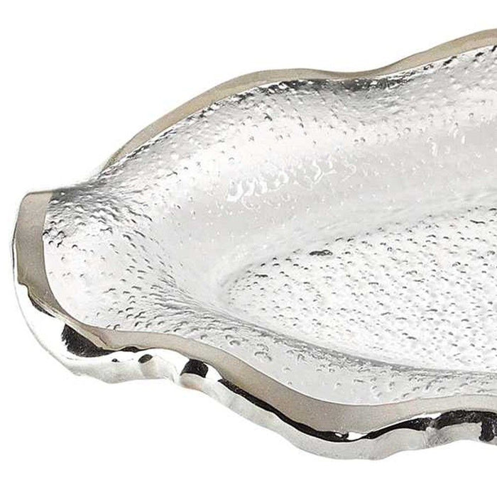 Mouth Blown Wavy Platter - Edge Silver