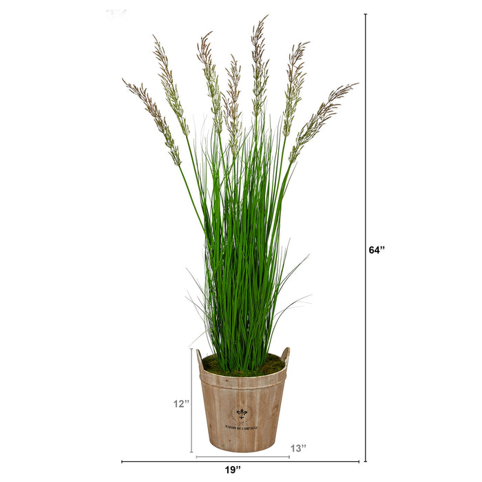 64" Wheat Grass Artificial Plant in Farmhouse Planter