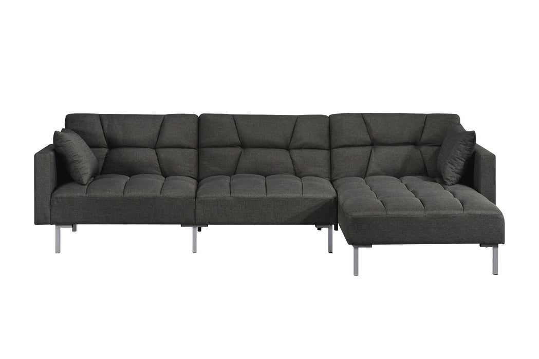 Polyester Modular L Shaped Two Piece Sofa And Chaise Sectional And Toss Pillows - Dark Gray