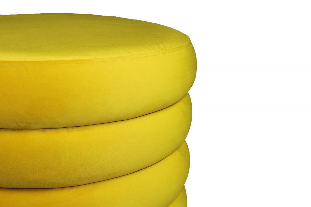 Velvet Tufted Round Cocktail Ottoman - Yellow